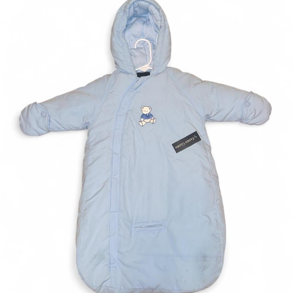 Faded Glory Baby Blue Baby Snowsuit with Bear Design